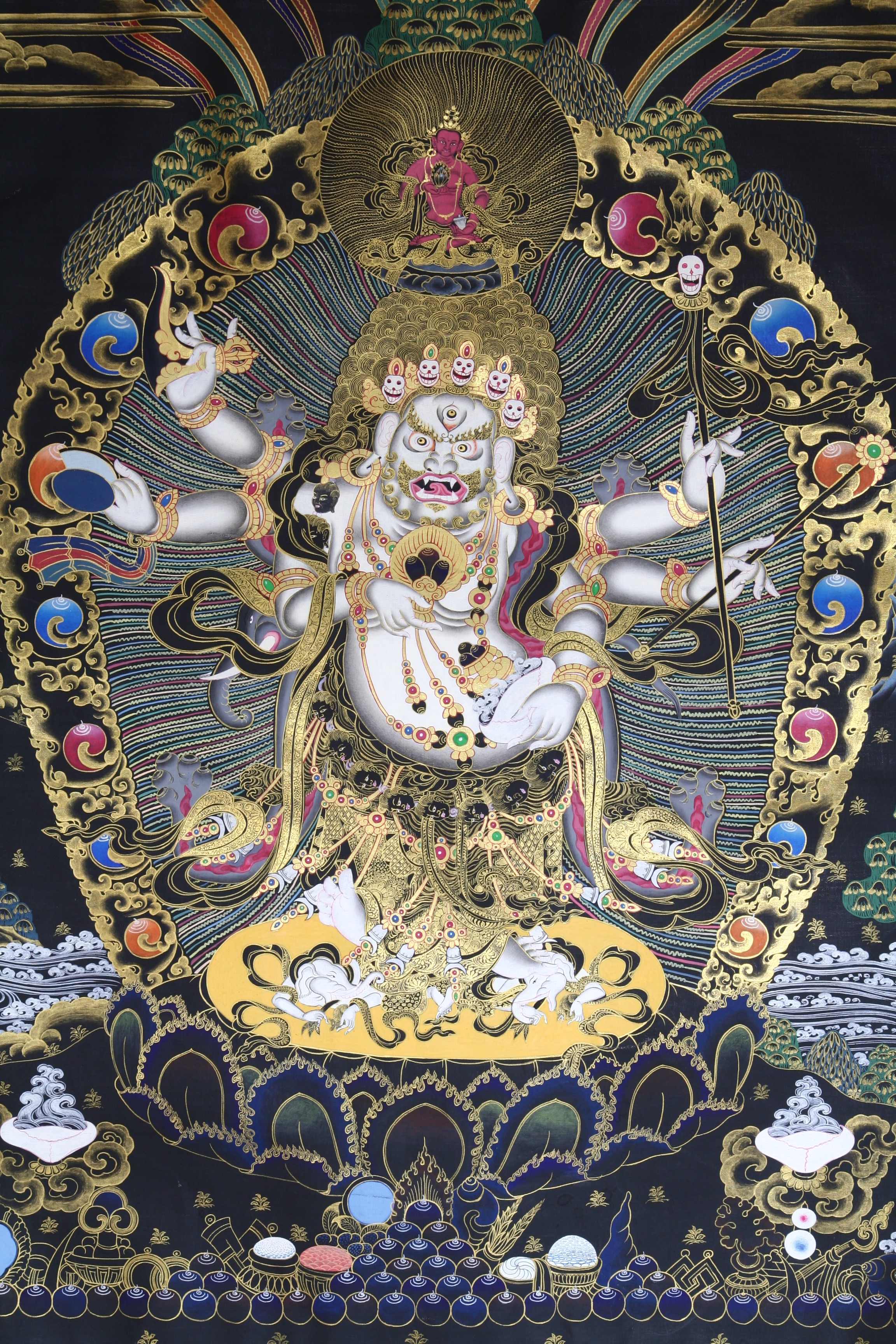 六臂白瑪哈嘎啦（唐卡）